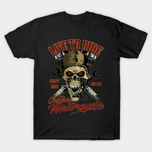 Live to Ride - Motorcycle Biker Skull T-Shirt